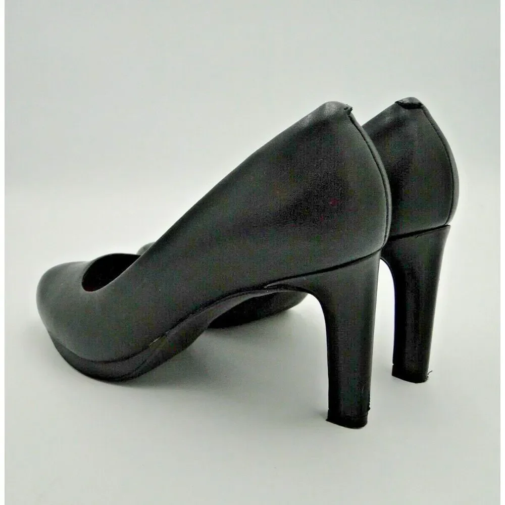 Clarks Adriel Viola Black Leather Platform Dress Shoes Pumps Heels Women's 9.5 M